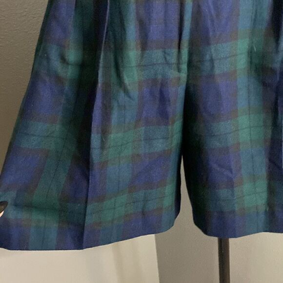 Vintage Express Tartan Plaid High Waisted Shorts Blue Green 90s - Picture 3 of 10